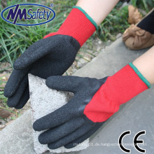 NMSAFETY 10 Gauge rot Polycotton Liner 3/4 beschichtete schwarze Latex Bau Handschuhe